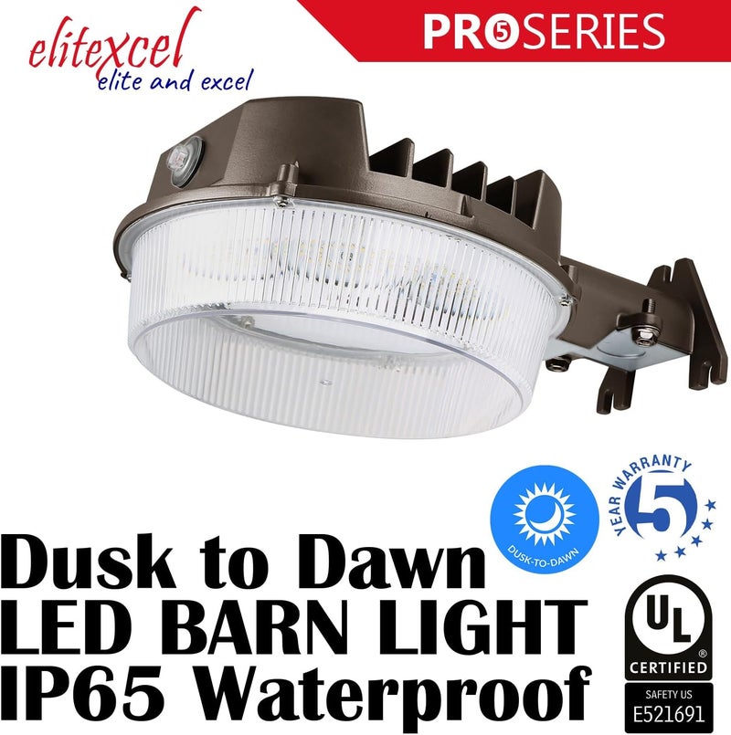 Elitexcel Dusk to Dawn Outdoor Lighting, 43W LED Barn Lights Outdoor, 5000LM 400W Replace Yard Lights, 5000K Daylight Security Area Street Light, 120V Waterproof Garage Parking Lot Flood Light - Image 2